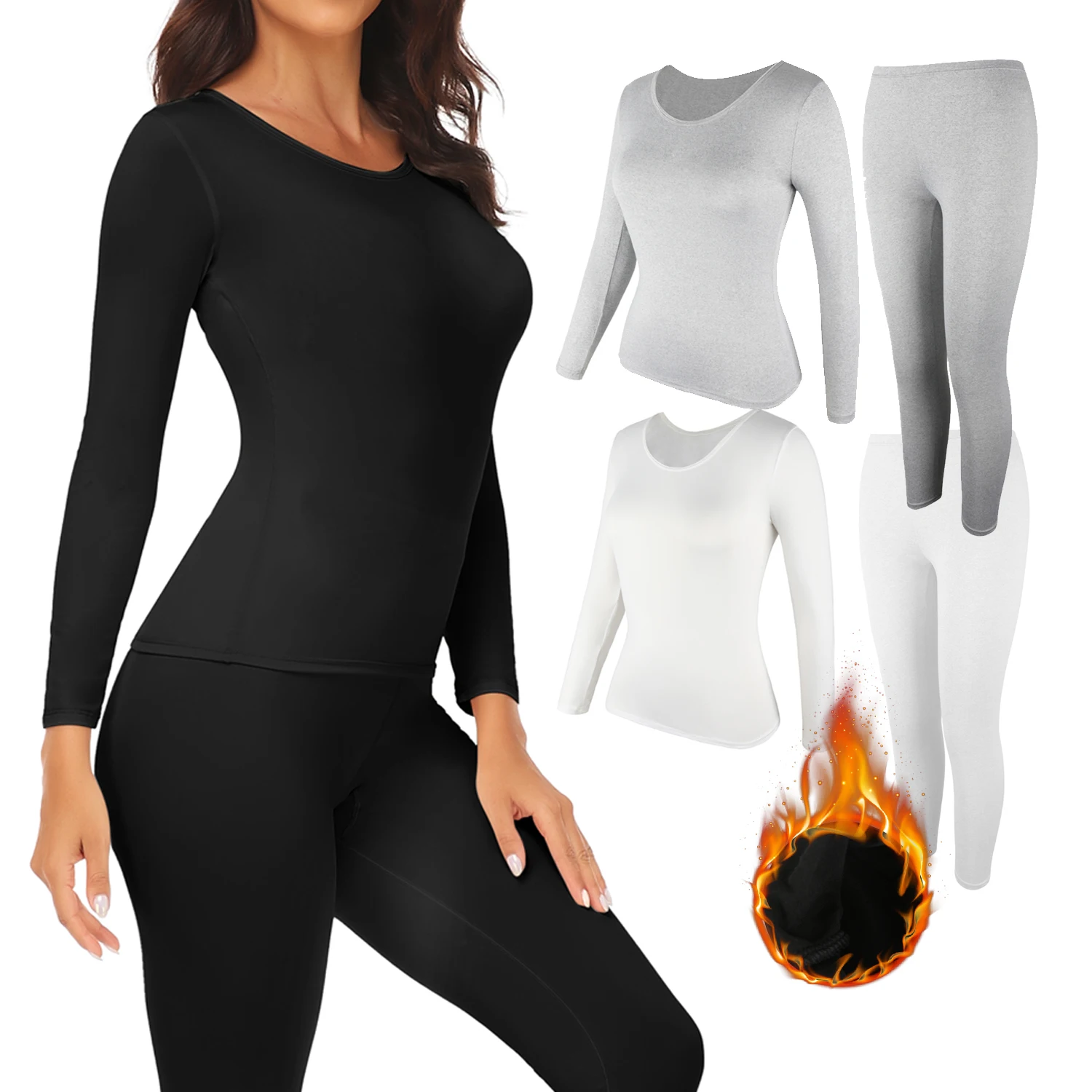 Thermal Underwear Women Autumn Winter Under Layer Clothes Lace V Neck New Warm Pajamas Sets 2 Pieces Long John Top Legging