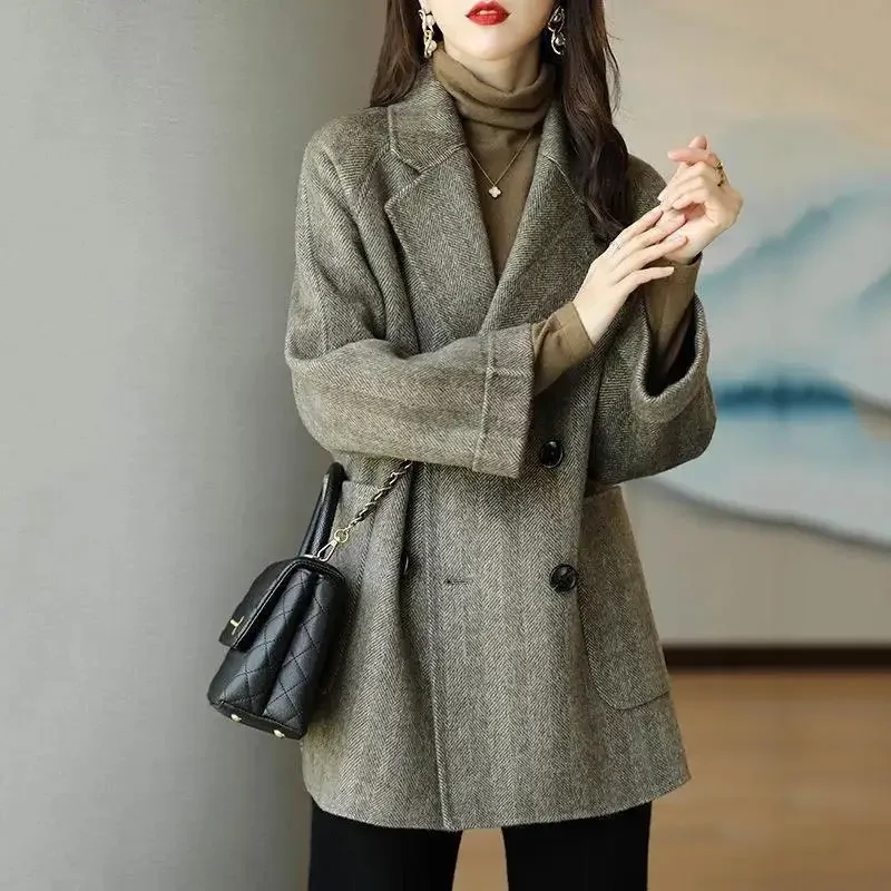 Wool Coat Elegance Coats and Jackets Women New in Autumn Winter Jacket Women Korean Style Long Sleeve Office Lady Trench Coat