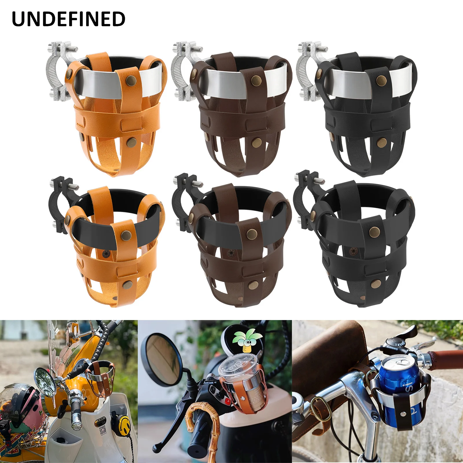 Motorcycle Cup Holder PU Leather Bike Drink Holders Handlebar Mount for Harley Honda Yamaha Suzuki Indian Cafe Racer Universal b6 peda cafe racer tank 9l 2 4 gallon motorcycle vintage fuel gas can retro petrol tanks for yamaha rd rd50 for honda for suzuki