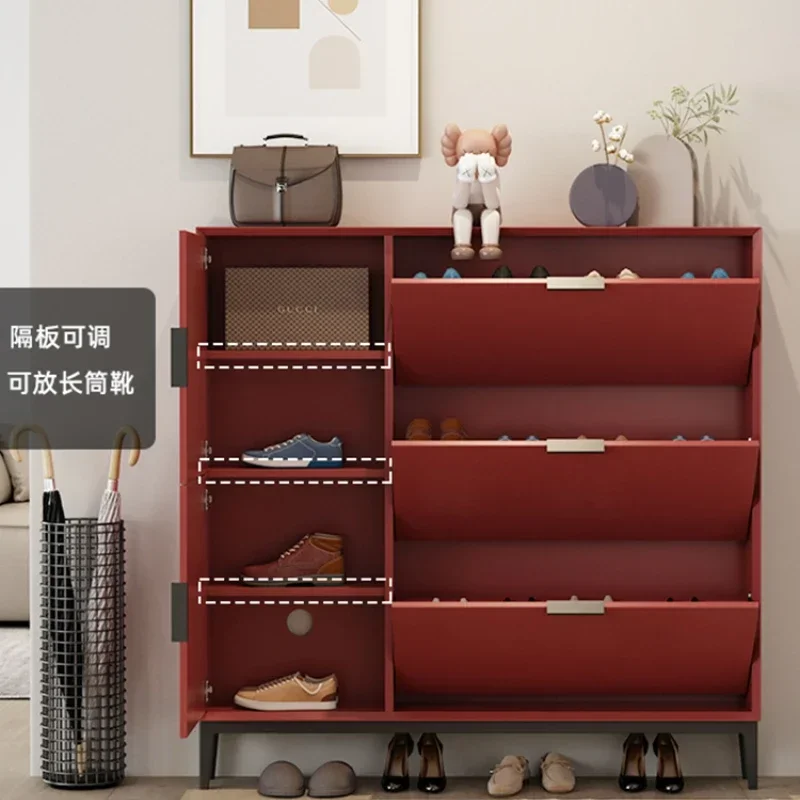 

Cabinet Extremely Narrow Ultra-Thin Tilting Small Apartment Storage Space-Saving Household Entrance Cabinet Shoe Rack
