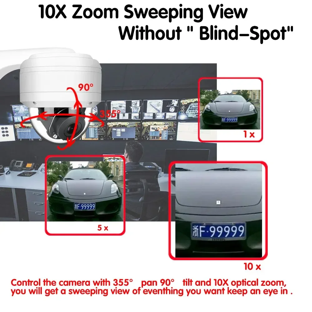 스마트 라이프 4K 8채널 POE NVR 시스템, 5MP 10배줌 POE PTZ 돔 카메라 비디오 감시 키트, 투야 IP 보안 돔 카메라 세트