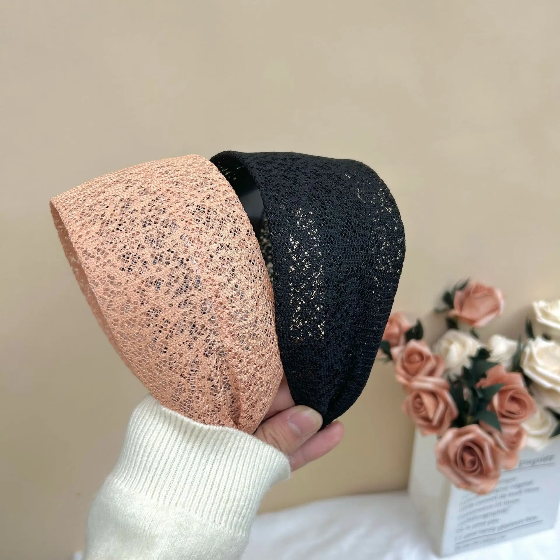 Koreanisches Stoff-Stirnband mit breitem Rand und gezahntem Anti-Rutsch-Haarband zur Abdeckung weißer Haare – Modische Damen-Haaraccessoires – Detail 5