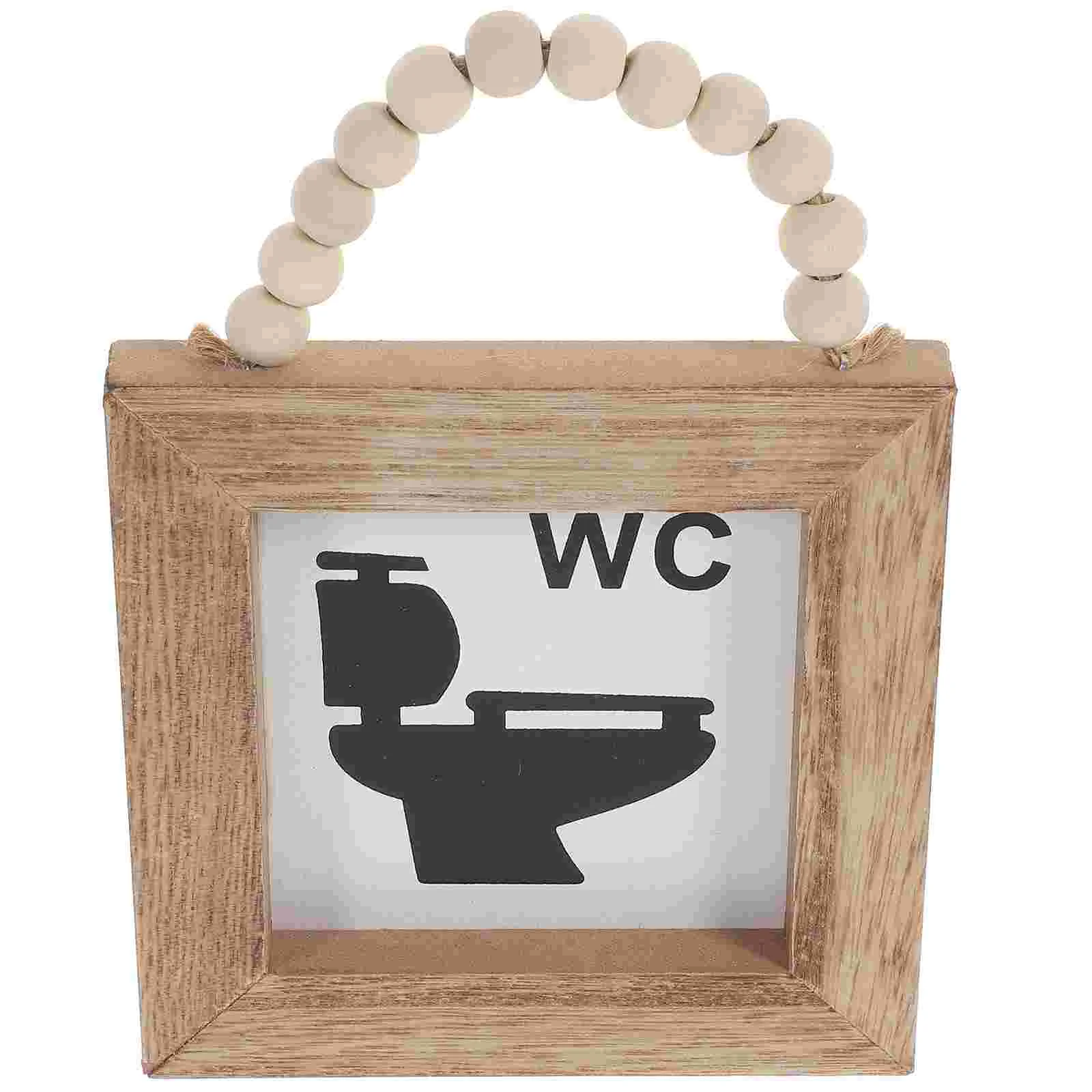 

Toilet Wooden Sign Bathroom Hanging Plaque Pendant Home Pastoral Style Board Wall Decor