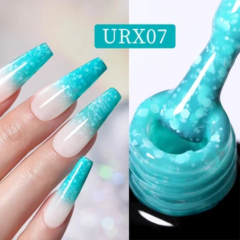 UR SUGAR 반짝이 눈송이 네일 젤 광택제 UV LED 반영구 블루 그린 핑크 화이트 스노우 스팽글 네일 아트 디자인 바니시, 7ml 상품 이미지