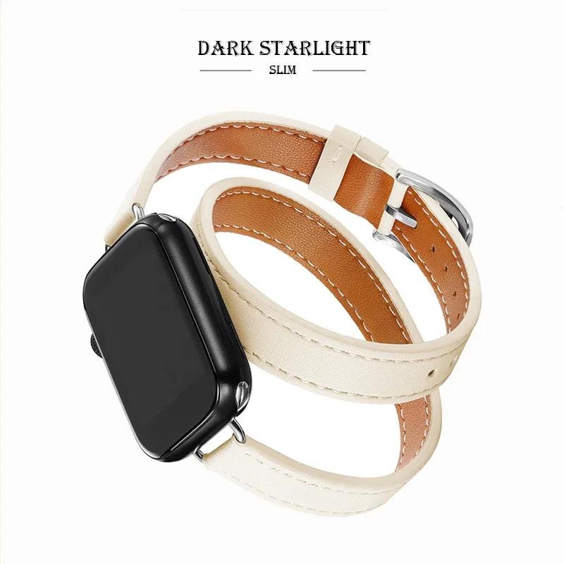 Premium Leather Strap Replacement for Apple Watch - Elegant and Durable Bracelet Accessory