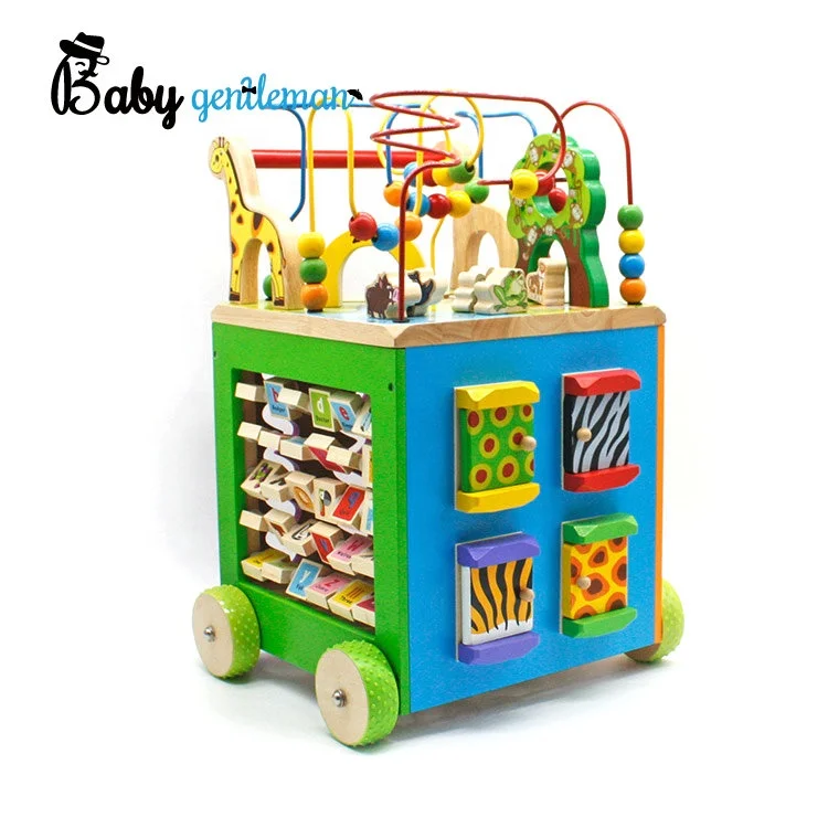 First Educational Wooden Baby Push Walker with Busy Activities