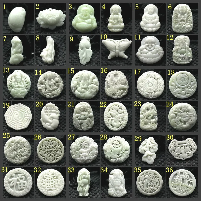 Natural White Carved Chinese Jade Pendant Necklace Fashion Charm Jewellery Accessories Hand-Carved Lucky Amulet for Women