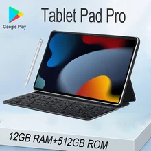 Tablette PC de 10 pouces Pad Pro, 12 go de RAM, 512 go de ROM, Android 10.0, double SIM, GPS, Google Play, 5G