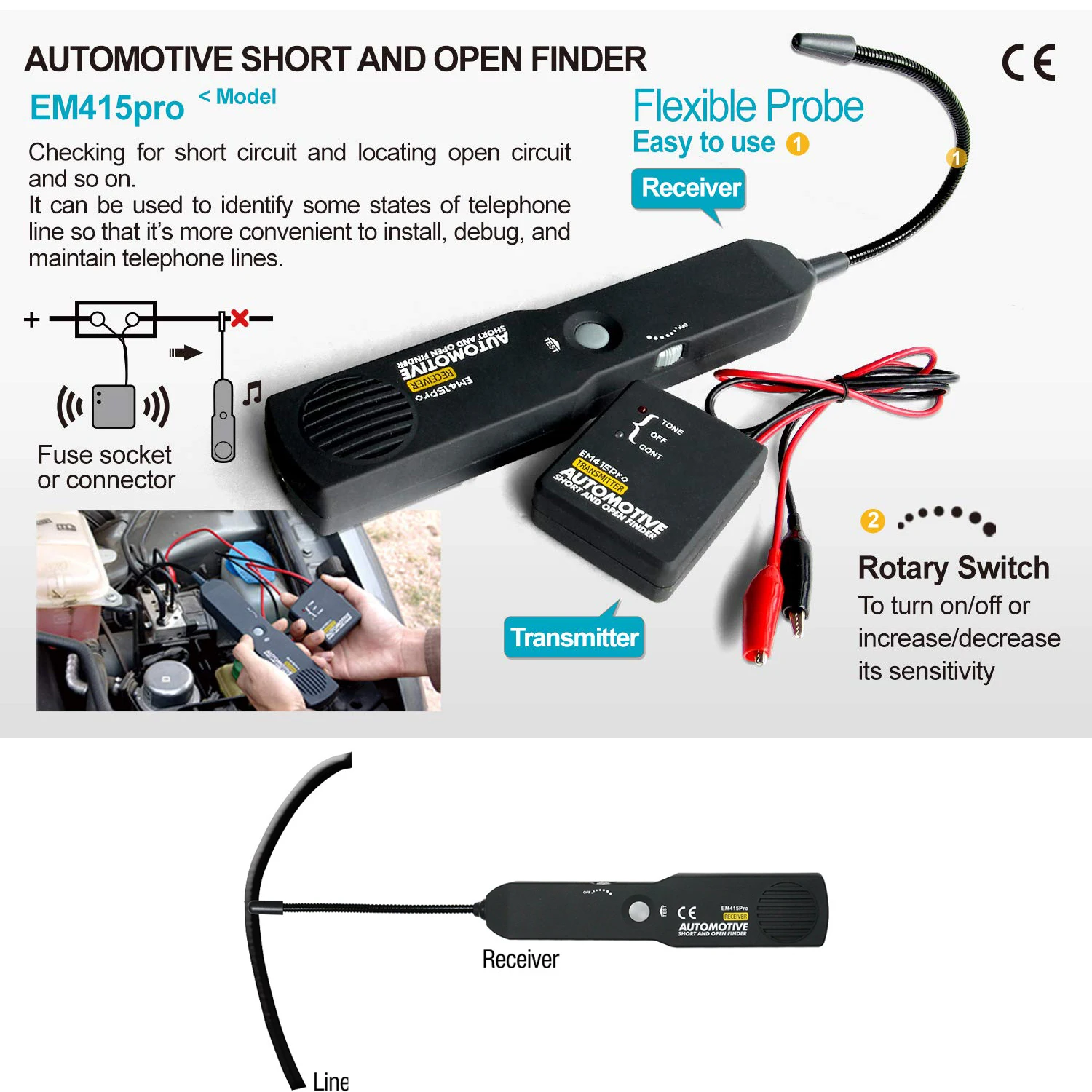 Short Circuit Detector Car Automotive EM415PRO Track Cables Or Wires Repair Tool