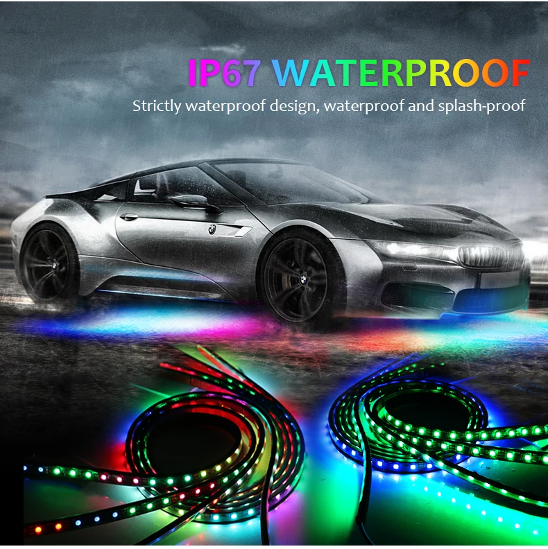 Auto flexible Unter licht Streifen Licht RGB Unterboden Sound App Steuerung Fernbedienung LED Neonlicht Atmosphäre Lampe für Auto Dekoration 12V – Detail 12