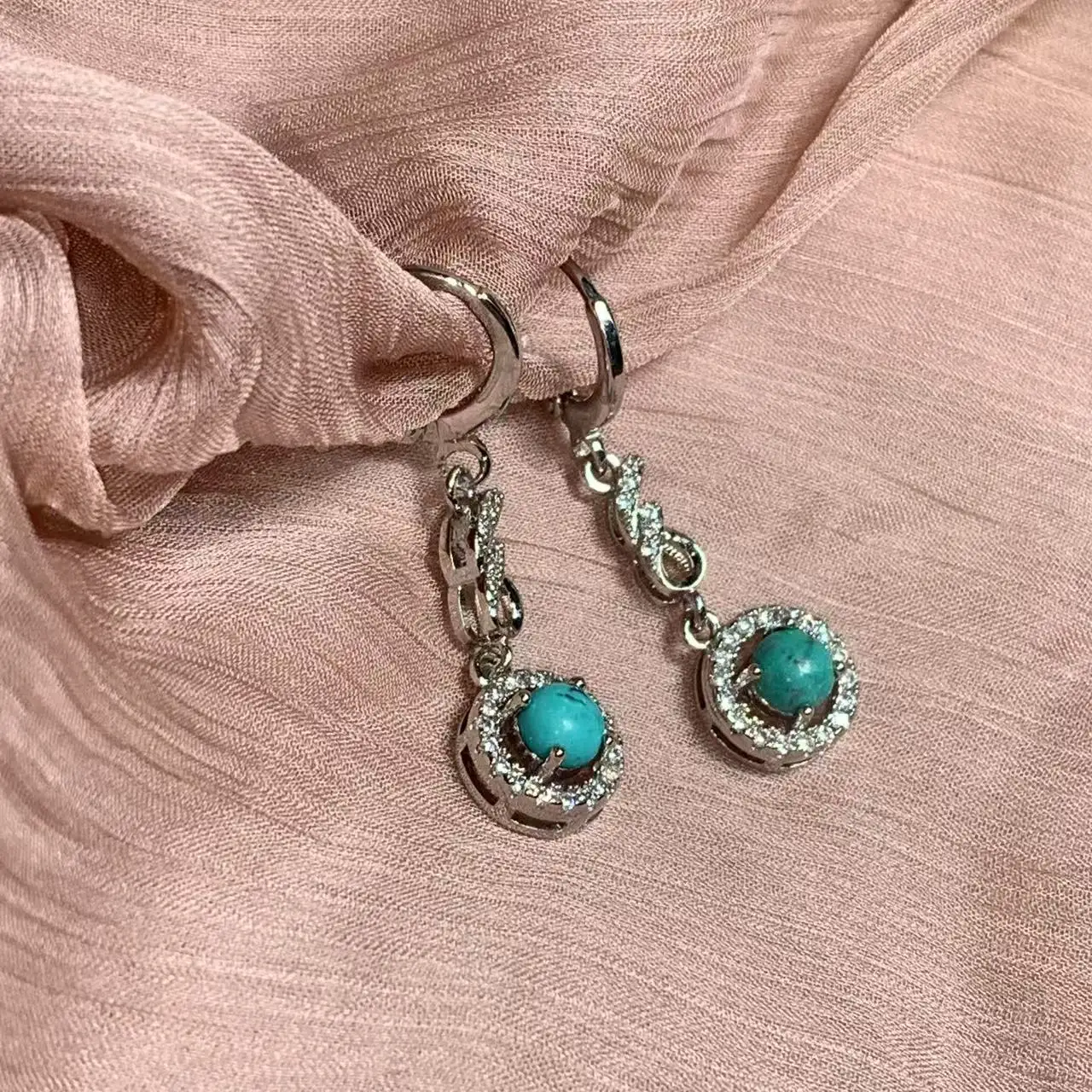 Retro Natural Turquoise earrings Stud earring For Women CUTE Gift Fine Jewelry