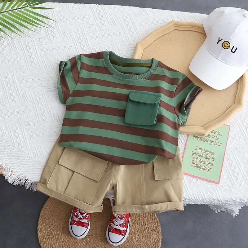 

LZH 2023 Sport Suit Baby Boys Clothes Summer Costume For Boys Short- Sleeve+Shorts 2pcs Outfits Children's Clothing 2-8 Years Ol