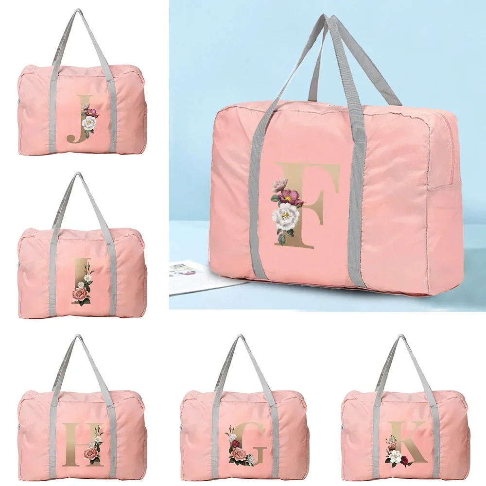Boston bag Duffle Bag Foldable Handbags Clothes Organizer gold Pattern series Luggage Large Capacity Travel Storage Zipper Bags