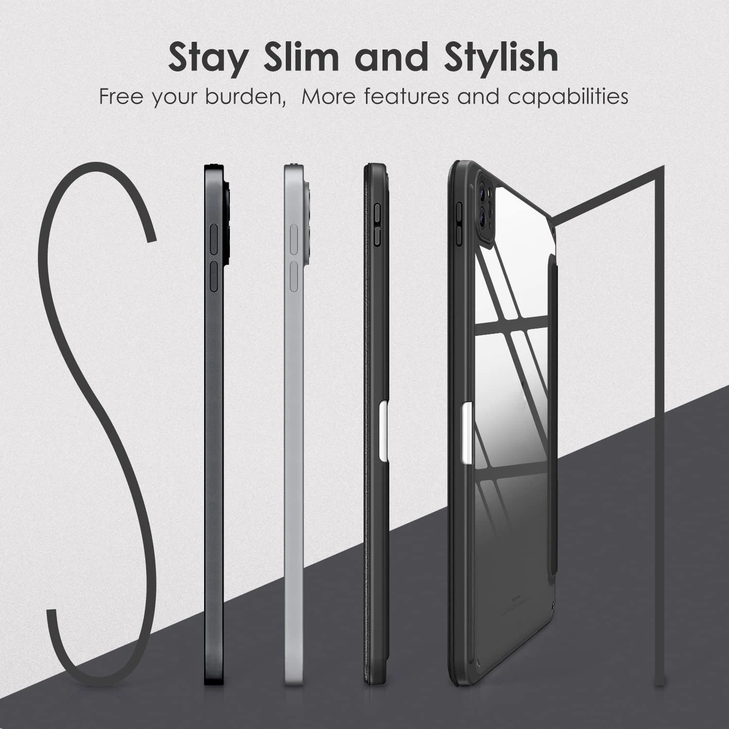 Sleek Pencil Holder Hybrid Case with Clear Back
