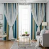 Ahoyikaa Shiny Hollow Stars Double Blackout Curtains Gradient Color Cloth White Sheer Yarn For Living Room Bedroom Decoration 1