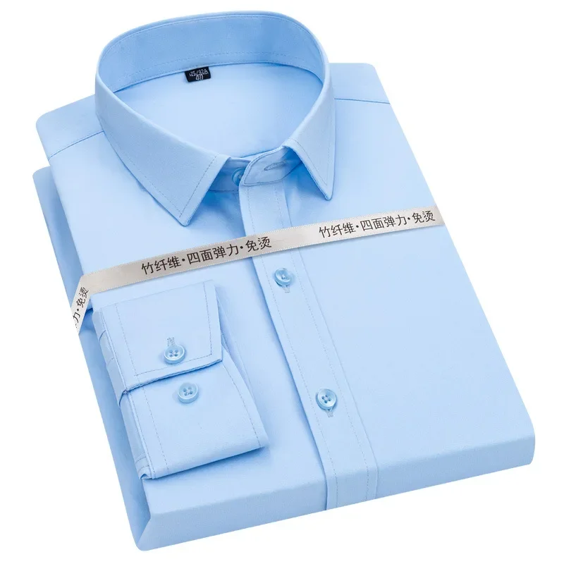 

Men Clothing Non-ironing Superfine Denier Bamboo Fiber Soft Cozy Casual Shirts Long Sleeves Men Social Shirt Mens Shirts