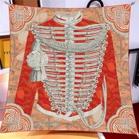 90cm Silk Scarf Women Retro Clothes Print Square Scarf Head Echarpes Silk Foulards Femme Wraps Beach Shawls Bandana Lady Hijabs 2