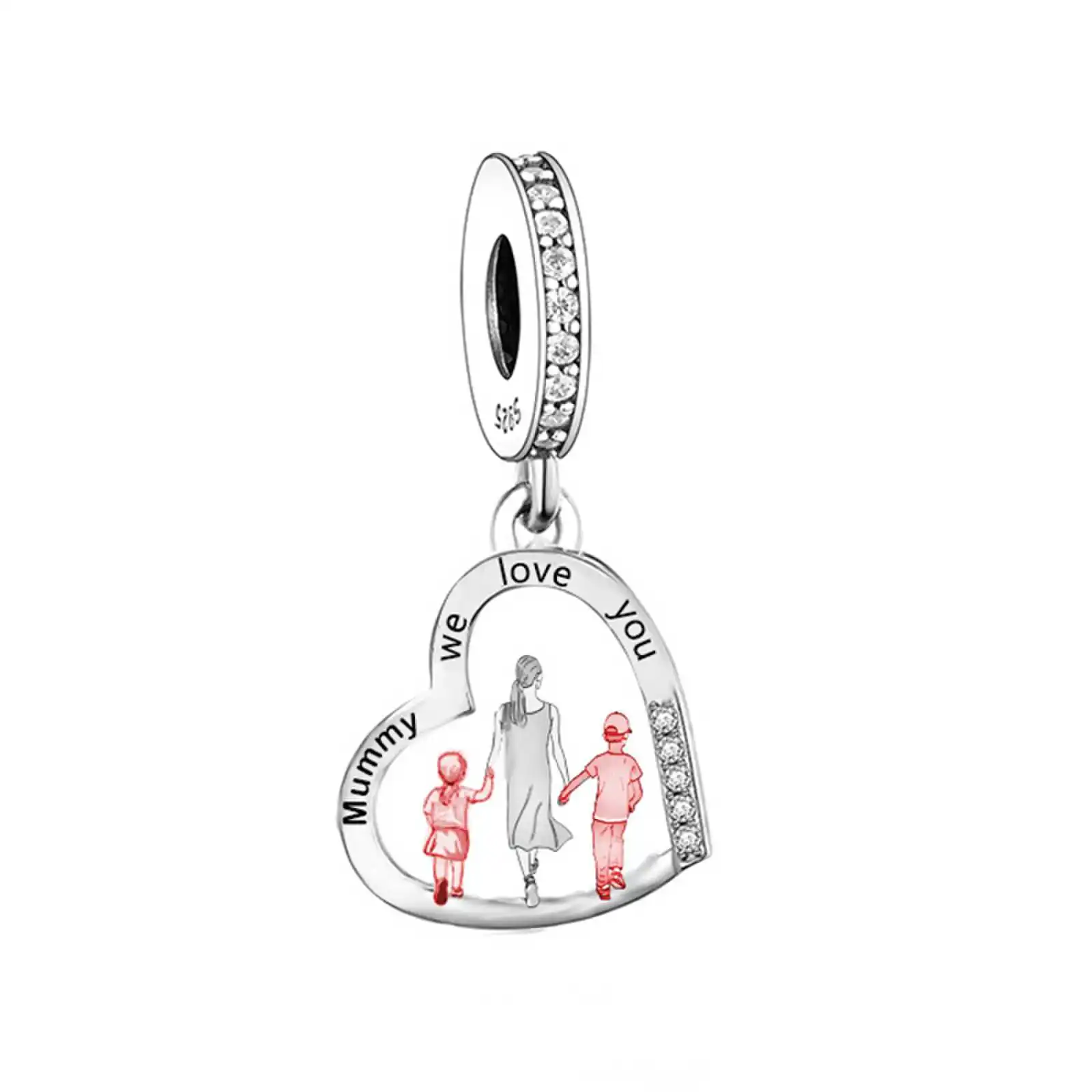 Fit Original Pan Charms Bracelet 925 Silver Mother Son Mother Daughter Hand In Hand Walk Together Bead For Making Women Berloque 2