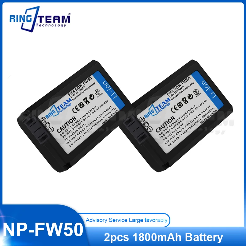 2Pcs Np-Fw50 Fw50 Pw20 Batteria Per Sony Alpha A3000 A3500 A5000 A6000 7 7R 7S 7Ii A7 A7R A7Zv-E10S Dsc-Rx10Ilce-Qx1 Telecamere