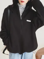 QWEEK Korean Warm Fleece Hoodies Women Casual Kpop Fashion Plus Velevt Sweatshirt Top 2022 Autumn Winter - Image 4