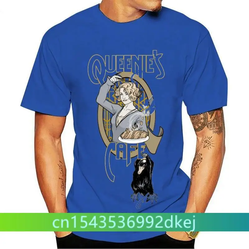 

Queenies Cafe T-shirt Fantastic Beasts Where To Find Tops Men Black T Shirt Cartoon Tees Sexy Woman Clothes Slim Fit