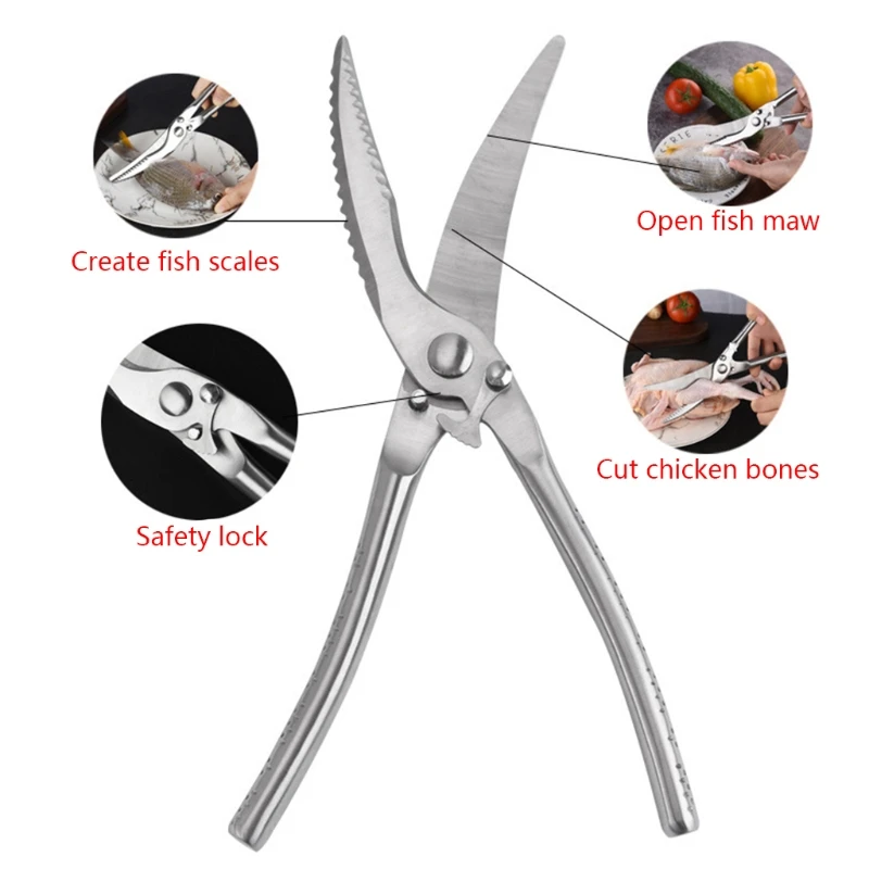 Kitchen Scissors Stainless Steel Knives Durable for Sharp Shear Cut Chicken Poul