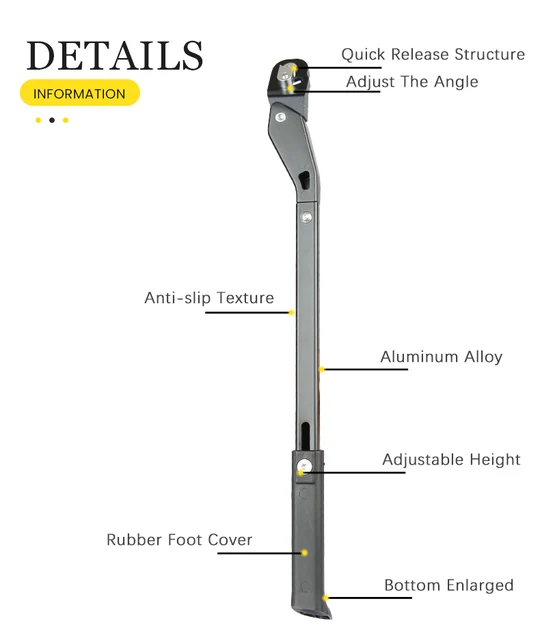 Béquille de vélo réglable en alliage d'aluminium hauteur de vélo montage  VTT adapté pour pneu 24in25in 26in27in de route 700c (noir) : :  Sports et Loisirs