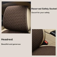 Flax Car Seat Cover Breathable Comfortable Summer Linen Seat Cushion Protector With Storage Bag Auto Interior Mat Universal Size 5