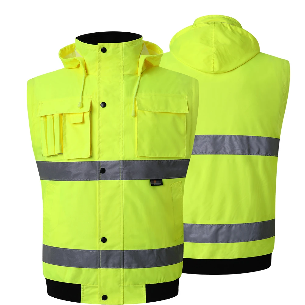 High Visibility Parka Windproof Jacket Waterproof Parka Men's Work Reflective Parka 4