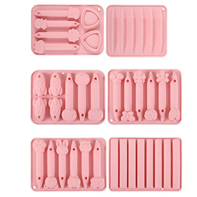 2/4 Pcs Crayon Mold Double Tipped 3d Crayon Recycling Silicone Mold  Reusable Oven Molds For Diy Making