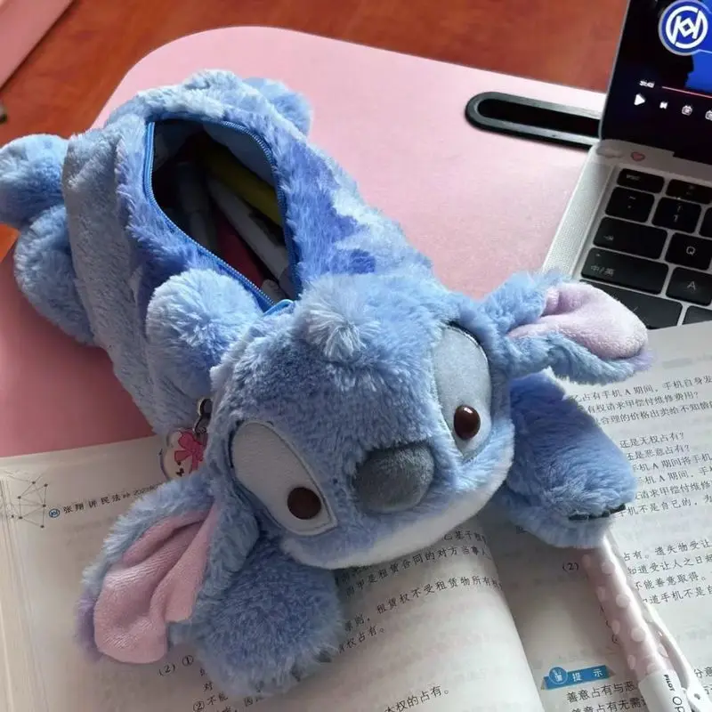 2024 New Miniso Cute Cartoon Interstellar Baby Stitch Plush Pen Bag Stationery Pig Worm Doll Desktop Storage Bag Birthday Gift 4