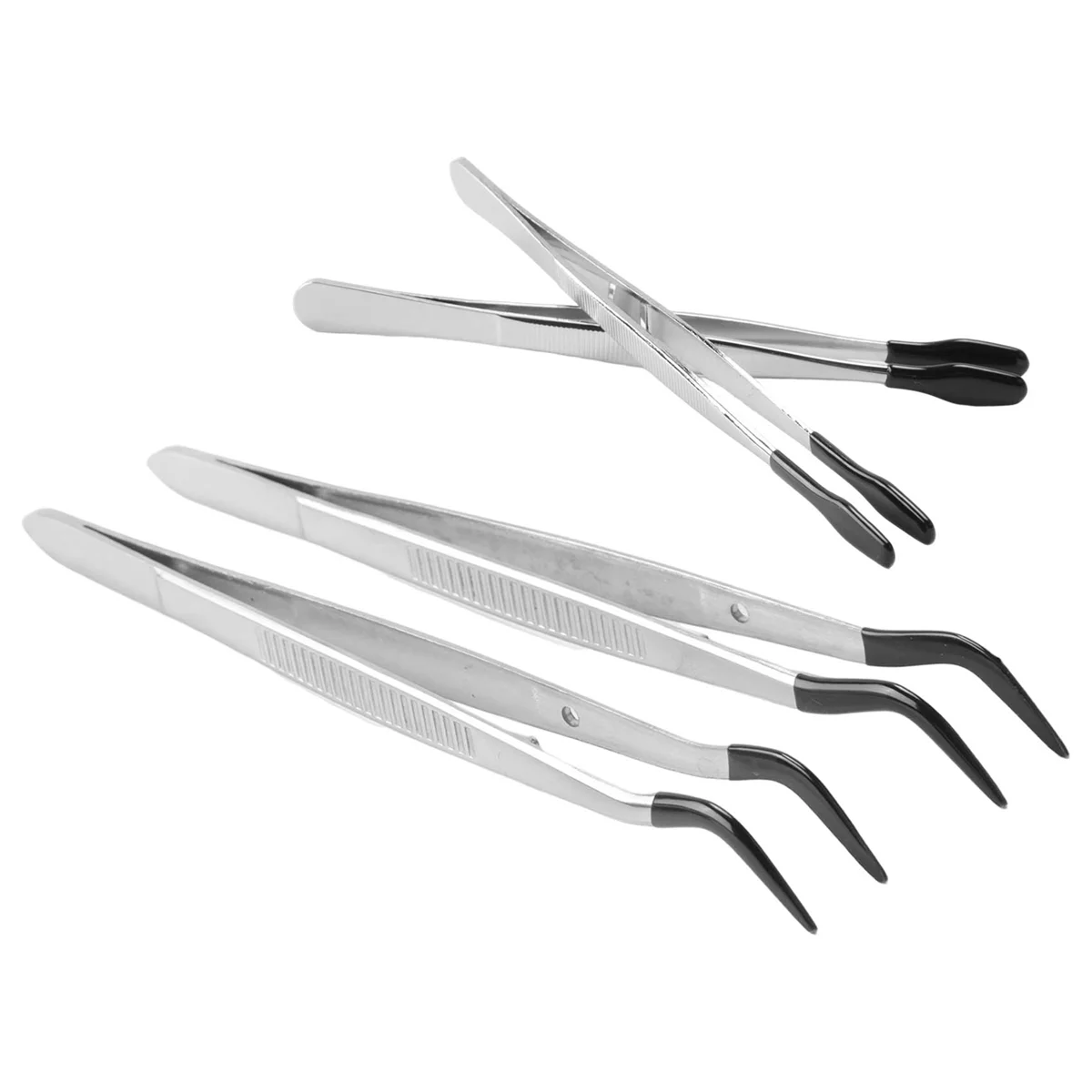 4 Pcs of Rubber Tip Tweezers Set for Craft Laboratory Industrial