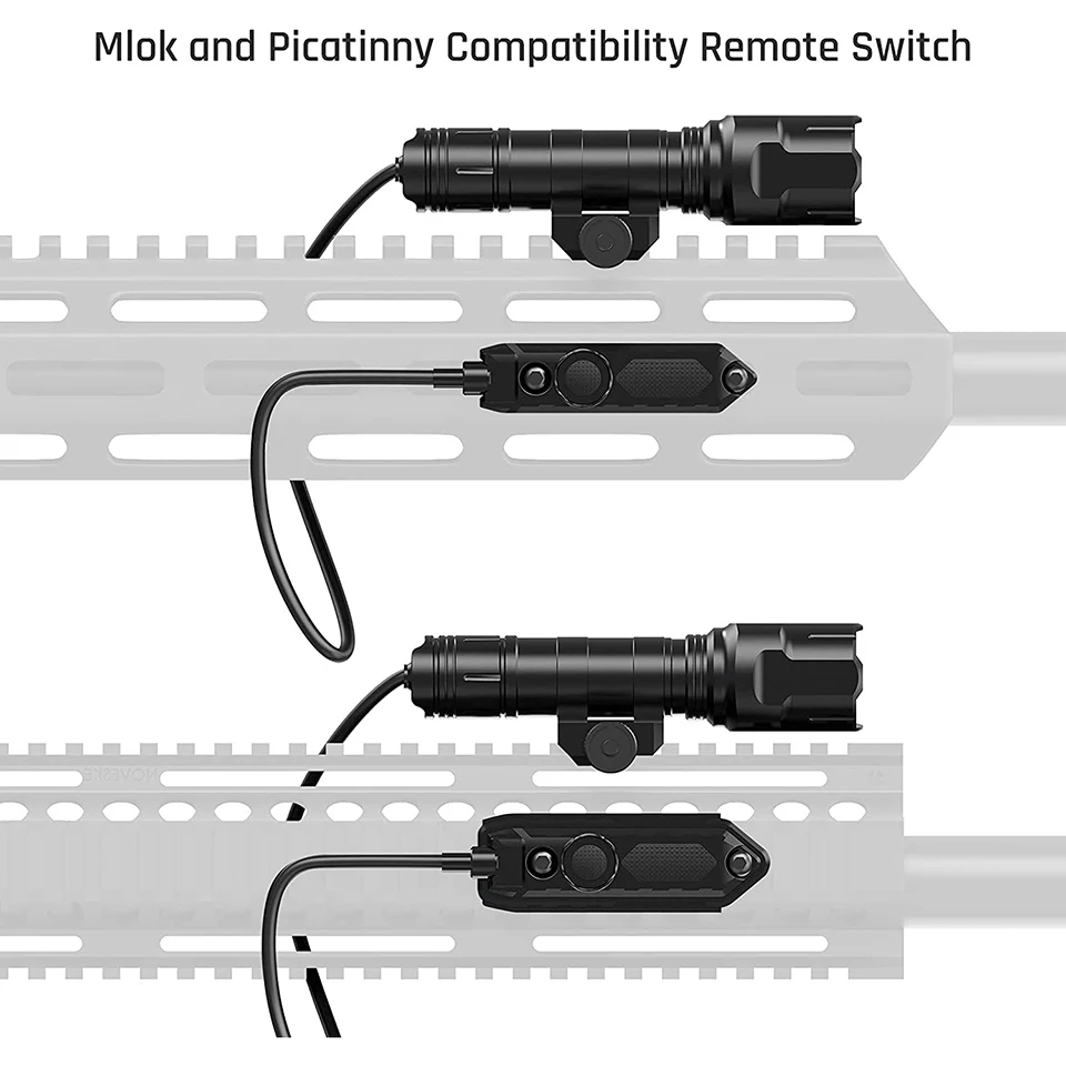 1200 Lumen Taktische Taschenlampe Matte Schwarz Aluminium LED Waffe Licht mit Mlok System Remote Druck Schalter für Picatinny Schiene
