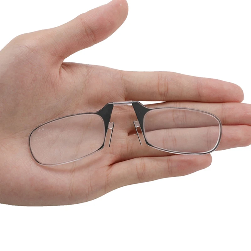 Nose Clip-on Reading Glasses Folding Legless Ultralight Keychain Glasses Men Women Mini Portable Presbyopic +1.0 To +4.0