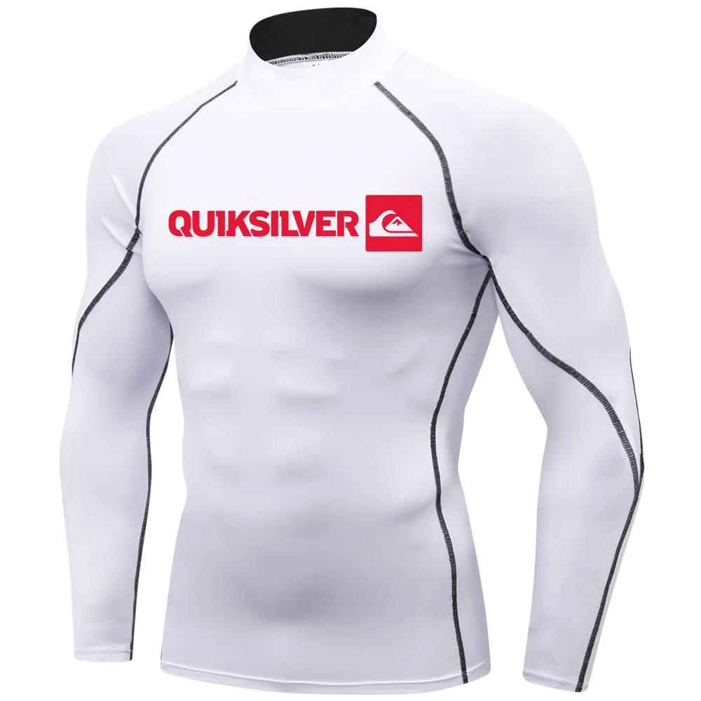 Men Rash Guard Surfing Diving Tee Swimwear Tight Long Sleeve T Shirt