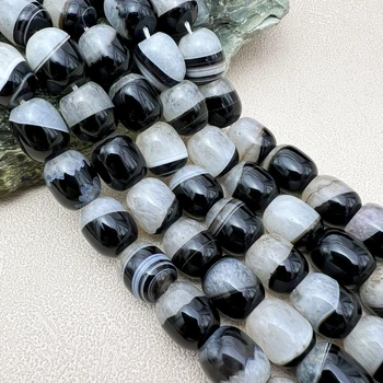 13x16MM Grandi perline di pepita di barile di quarzo naturale dell'agate nere dell'Uruguaya per la creazione di gioielli fai da te 1