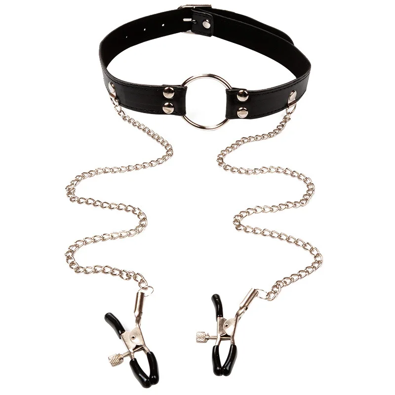 BONDAGE COLLIER SEXE BDSM PINCES TéTONS SEINS SM COLLAR NIPPLES CLAMP