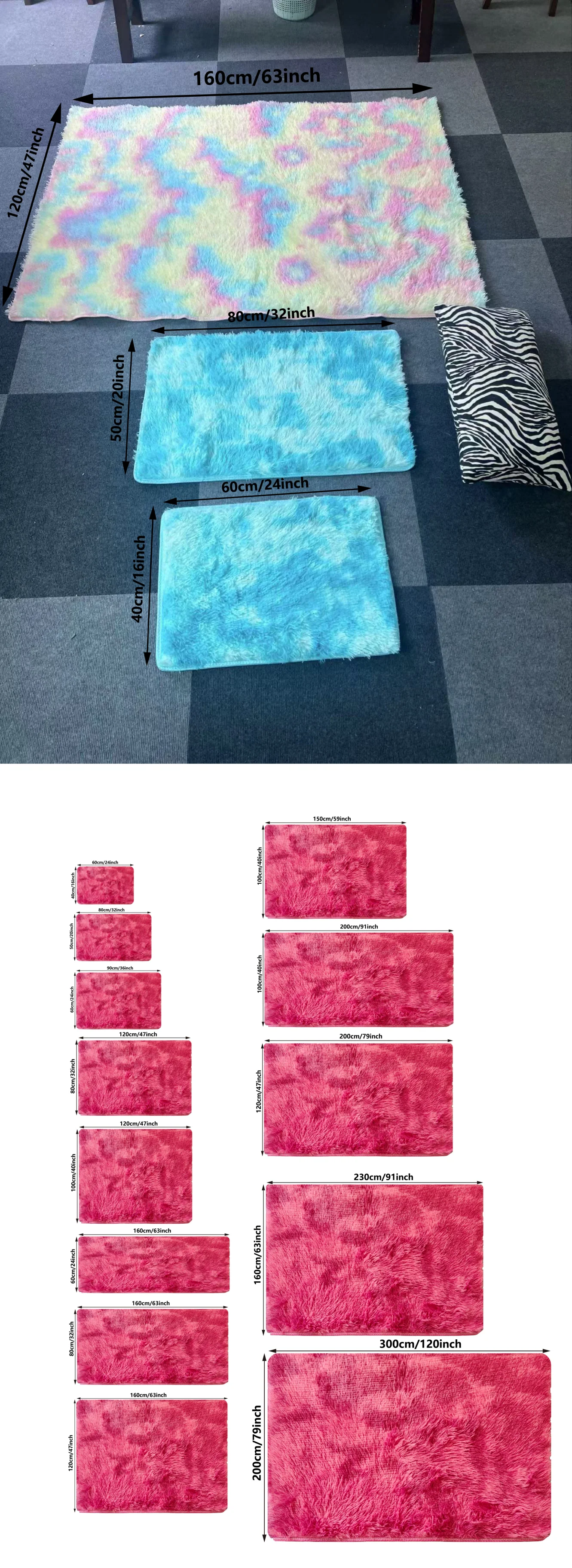 Modern Tie-Dye Silk Wool Floor Mat - Non-Slip Stain-Resistant Carpet for Living Room  Bedroom