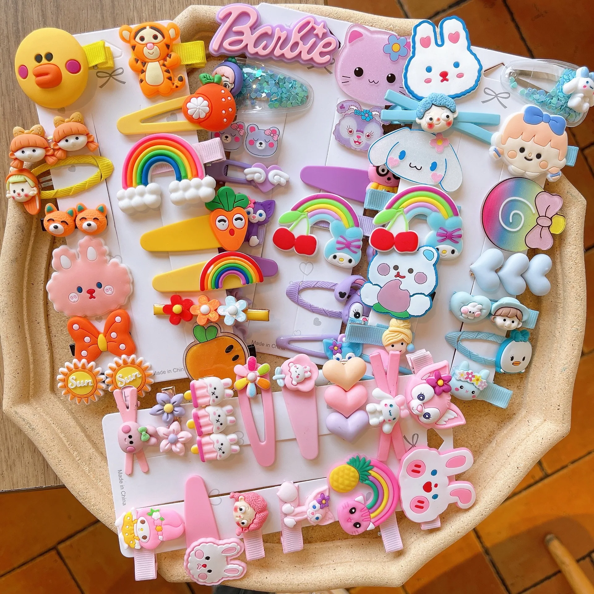 

56 Pieces Girl Hair Clips Cute Animals Pattern Hair Accessories Flower Pattern Hair Clip Rainbow Hairpin For Girl