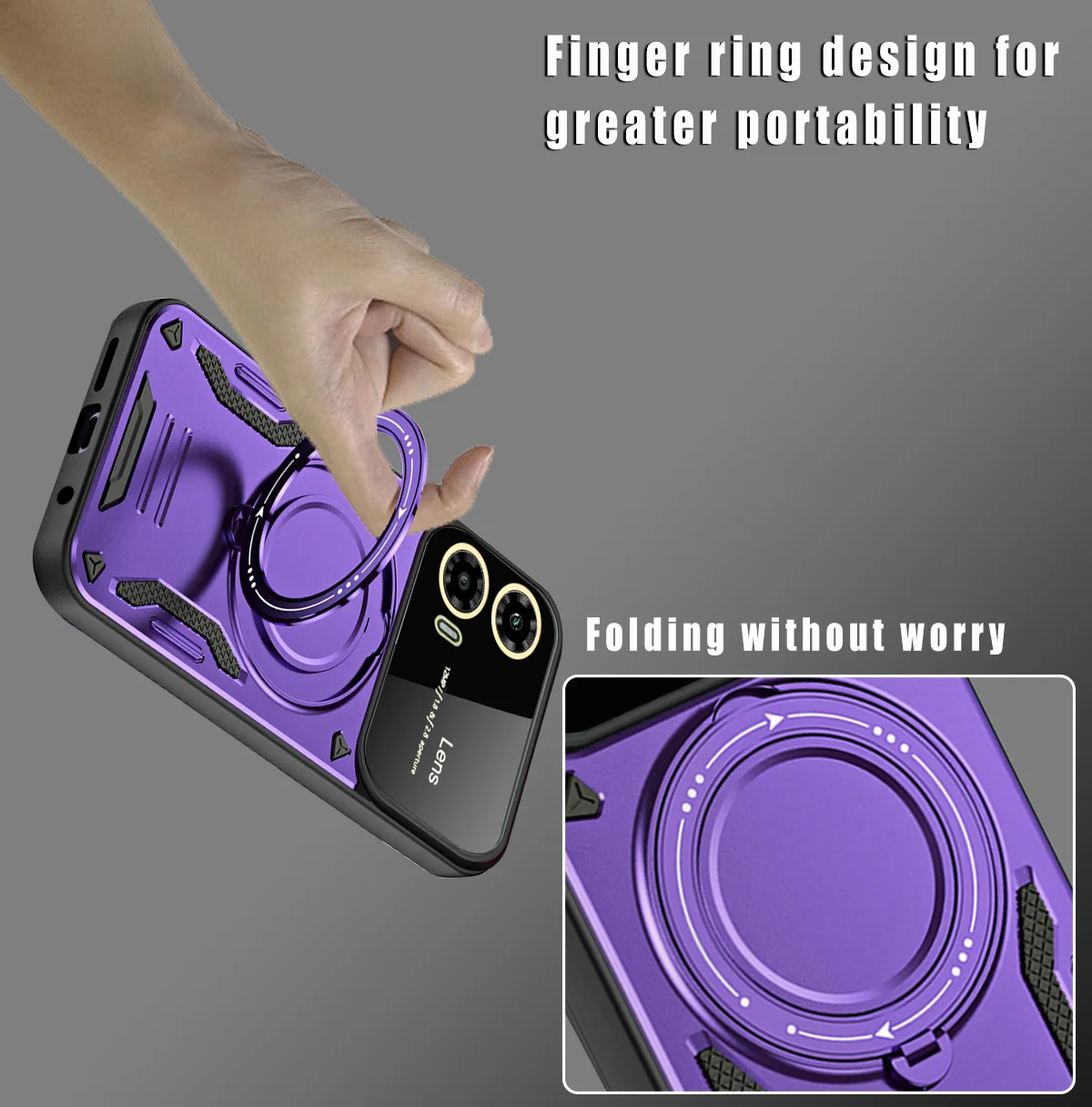 Enhanced Magnetic Stand Military Grade Shockproof Armor Case with Magsafe Compatibility