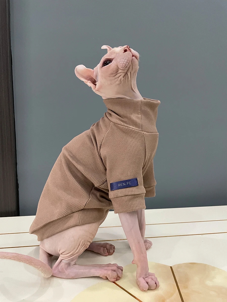 겨울용 따뜻한 스핑크스 고양이 옷, 작은 개용 스핑크스 털 없는 고양이 점프수트, 부드러운 면 새끼 고양이 잠옷, 애완 동물 의상
