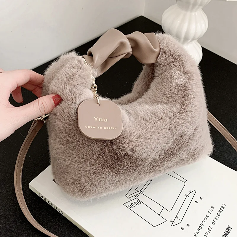 Fashionable Plush Tote Bag, Cute Stylish Women's Handbag Shoulder Crossbody Bag, Suitable for Women Party Banquet Daily Travel