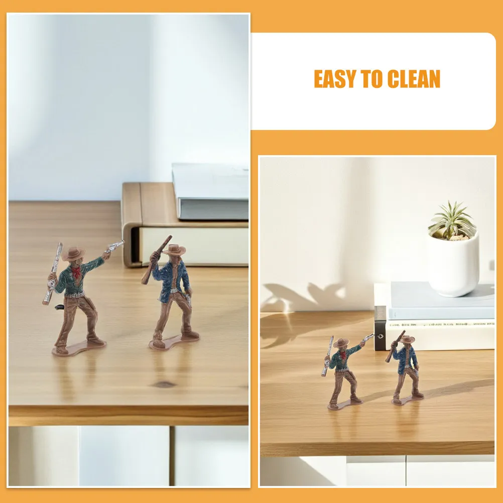 12Pcs 서부 카우보이 피규어 크리 에이 티브 와일드 웨스트 장식 플라스틱 카우보이 파티 액세서리 교육용 플레이 세트