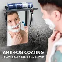 TAILI Shower Mirror Fogless for Shaving with Razor Holder, NO-Drilling & Removable Large Mirror Fogless Suction Wall Mounted 1