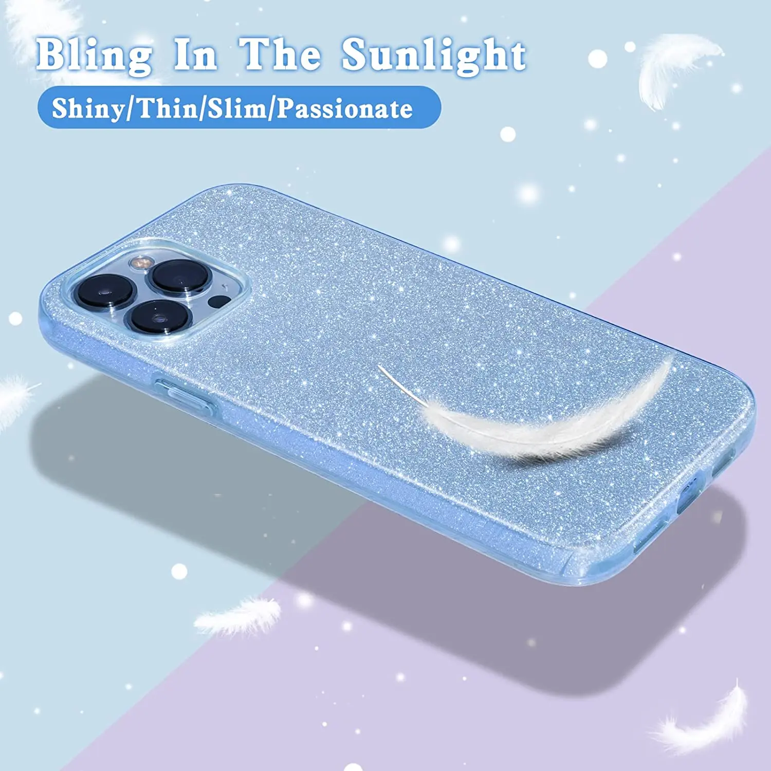 Blue Glitter Sparkle Bling Phone Case Cover Accessories