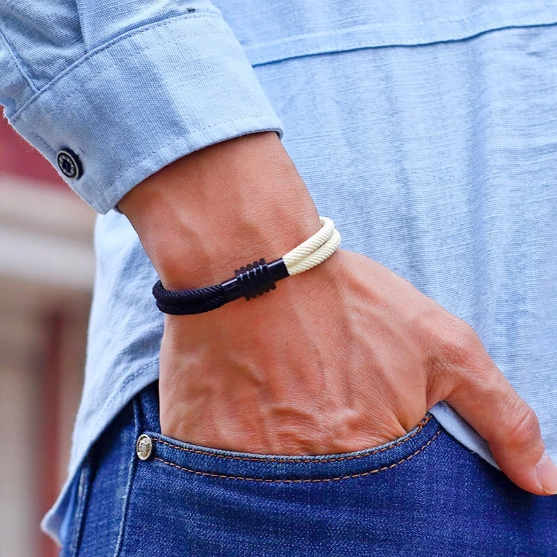 Yellow Blue Rope Bracelet Concentric Knot - Image 2