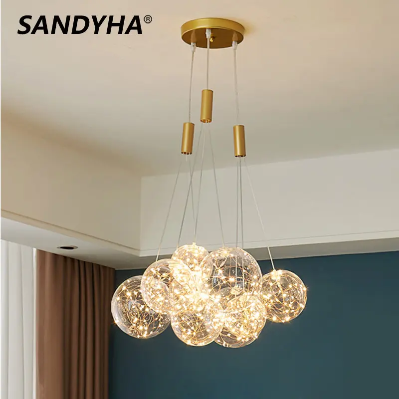 

Modern Suspension Chandelier Globe Ball Home Decoration Living Room Bedroom Table Dining Interior Lighting Lusters Luminaires