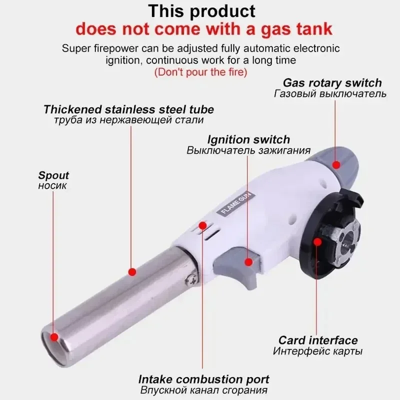 Description Picture 5 of itemGas Lighter Kitchen Torch Cooking Igniter Butane Gas Burner Gas Lighter Portable Windproof Igniter Flame Gun Camping BBQ Cooking