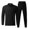 2024 Spring And Autumn Men's Two-Piece Breathable Waffle Lattice Zipper Pocket Lapel slim  Coat and Pants Men's Suit 4