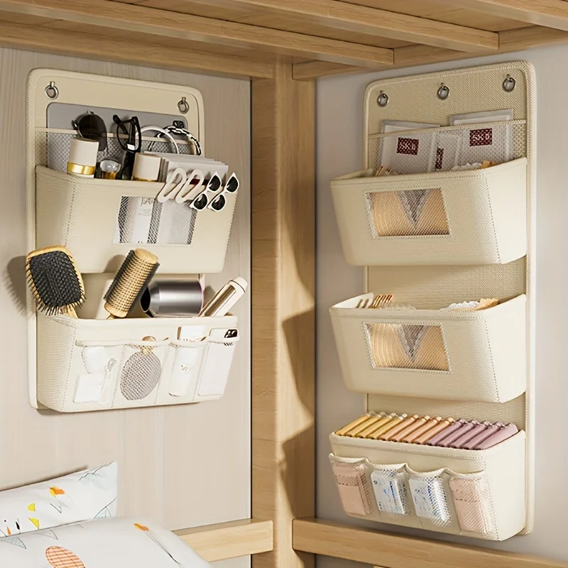 1pc creative fabric cosmetics storage door behind multi-layer fabric hanging bag finishing bag dormitory storage bag debris 3